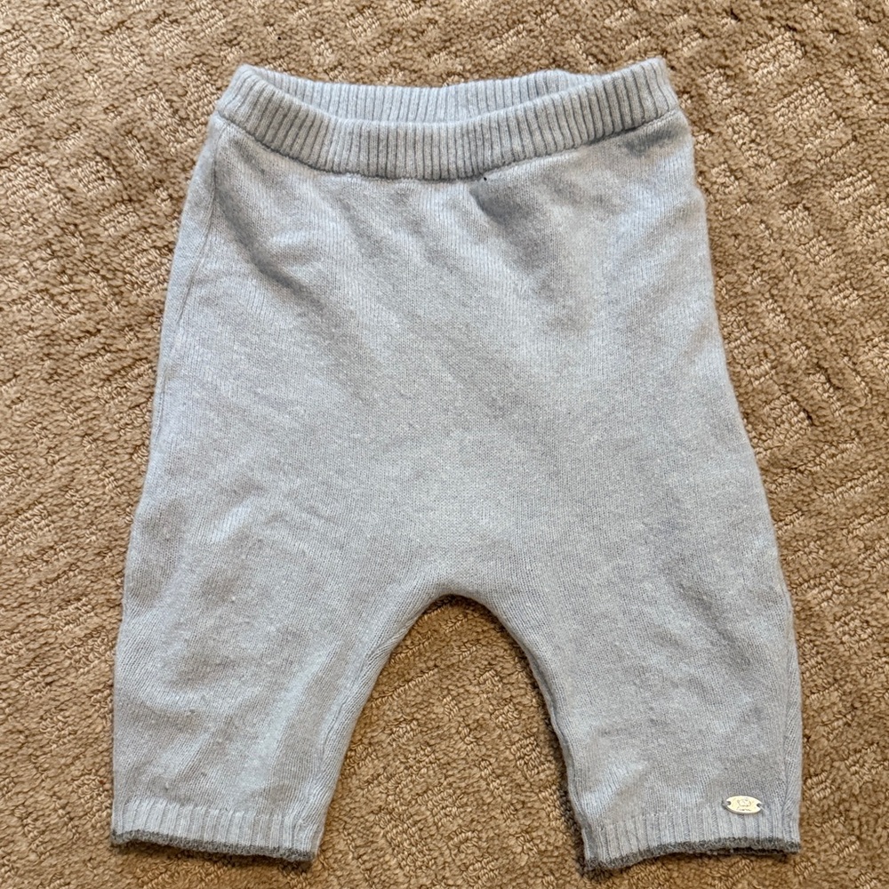 Cashmere / Wool Blend Trotters of London baby blue pants, 6-9 mo EUC